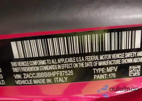 2017 Jeep Renegade Latitude 4X4 z USA, uszkodzony, nr VIN ZACCJBBB8HPF87526